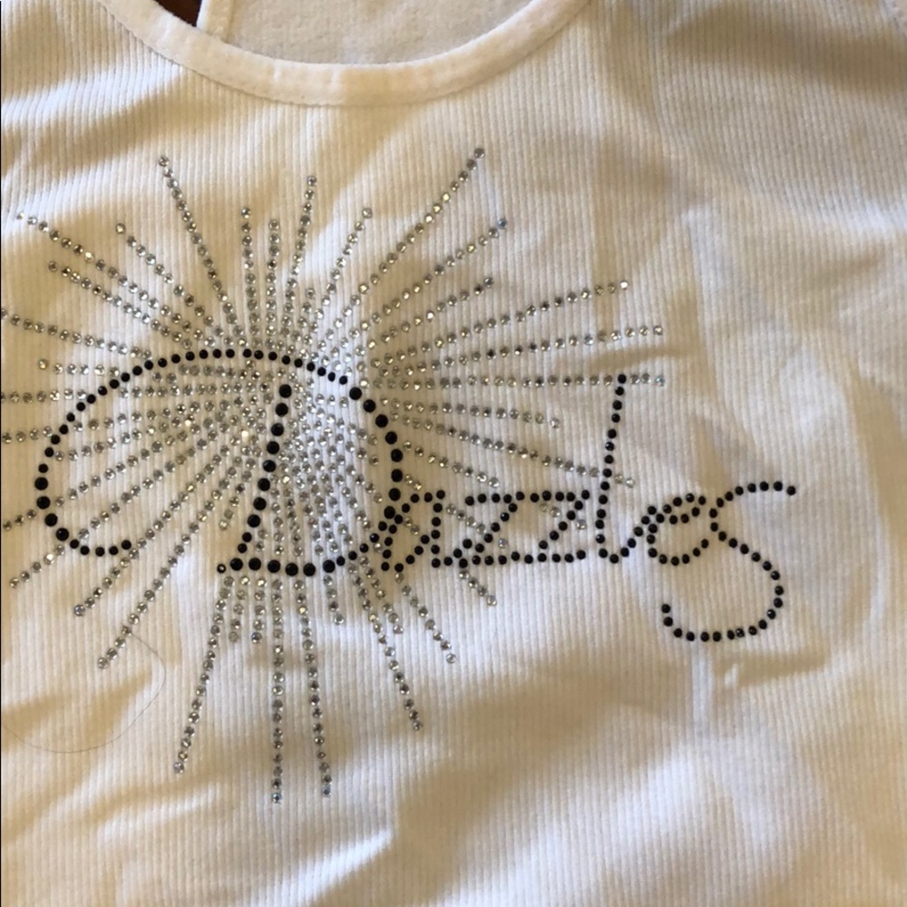 White tank dazzles in rhinestones